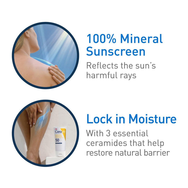 CeraVe Hydrating Mineral Sunscreen SPF 50 Body Lotion