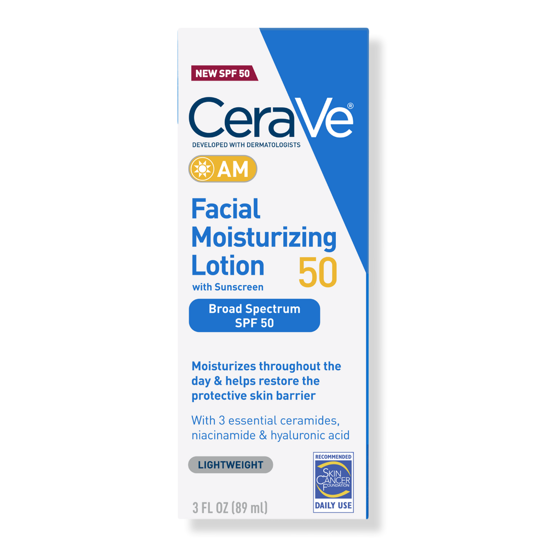 Lotion hydratante visage CeraVe AM avec SPF 50 pour peaux mixtes à grasses