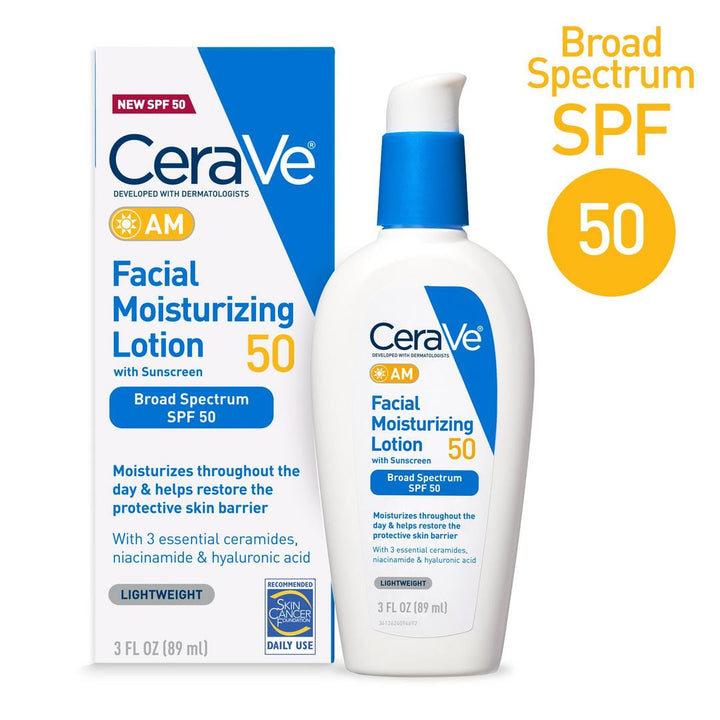 Lotion hydratante visage CeraVe AM avec SPF 50 pour peaux mixtes à grasses