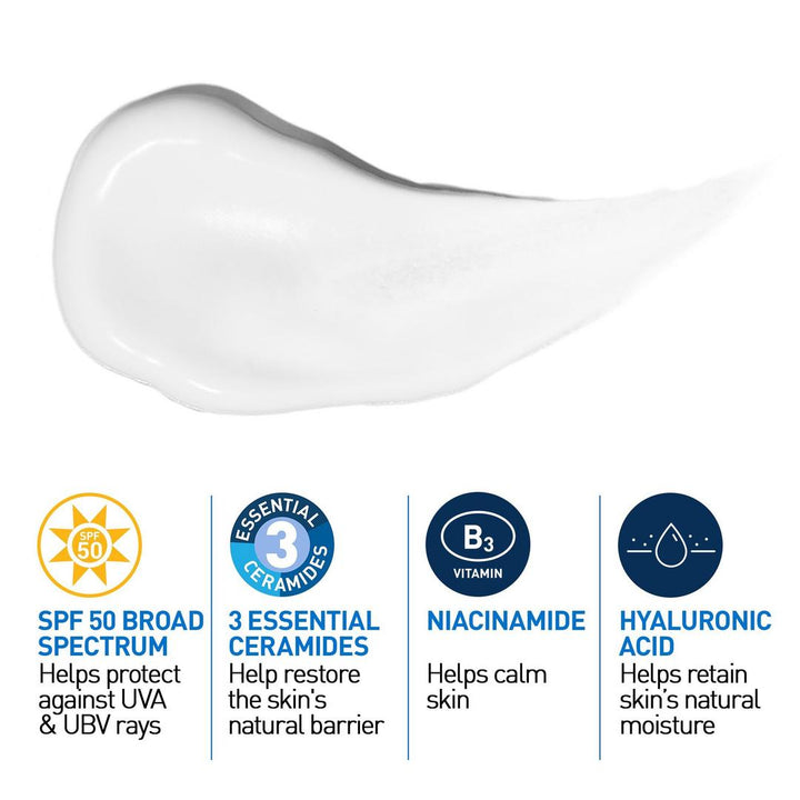 Lotion hydratante visage CeraVe AM avec SPF 50 pour peaux mixtes à grasses