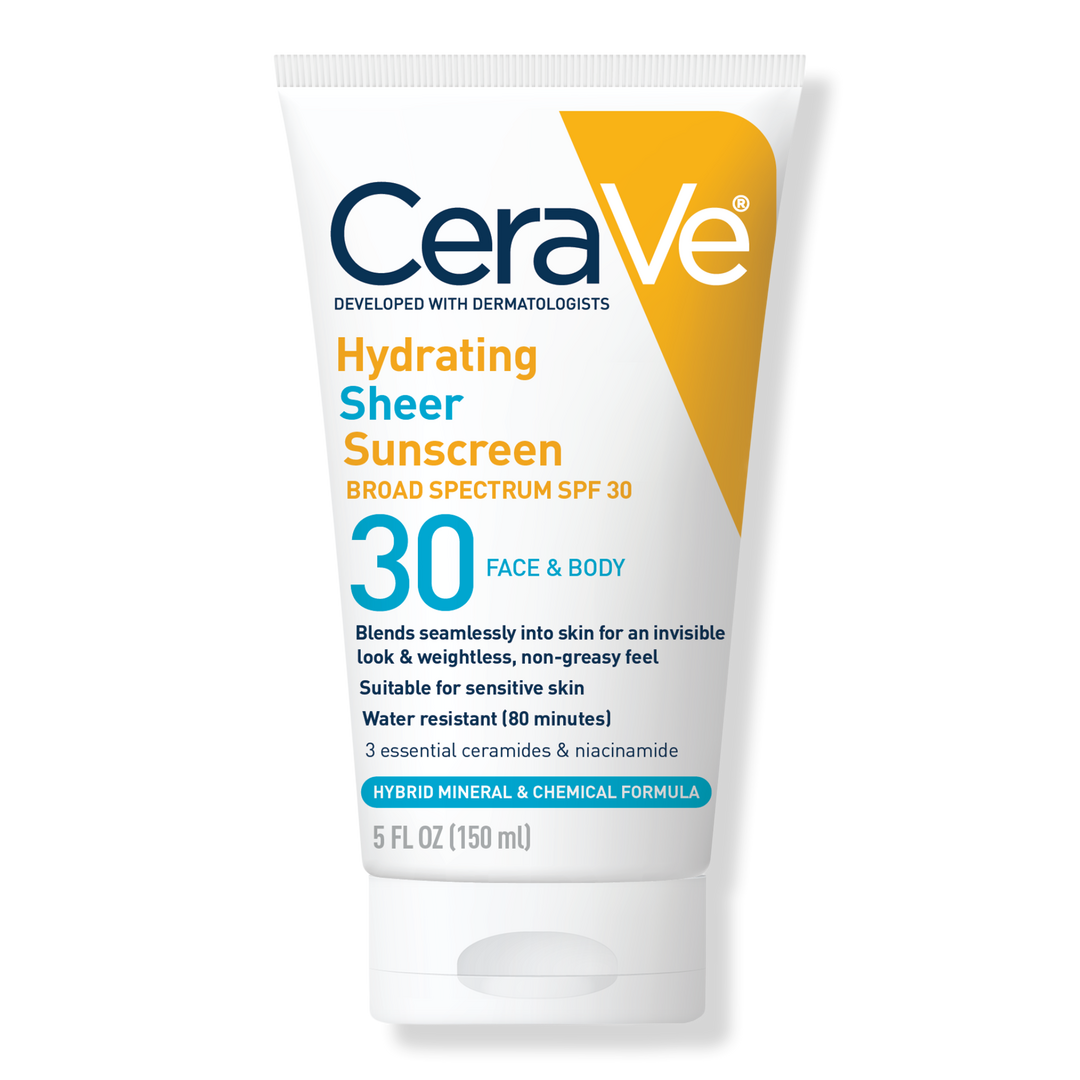 CeraVe Hydrating Sheer Sunscreen SPF 30 Face & Body Lotion