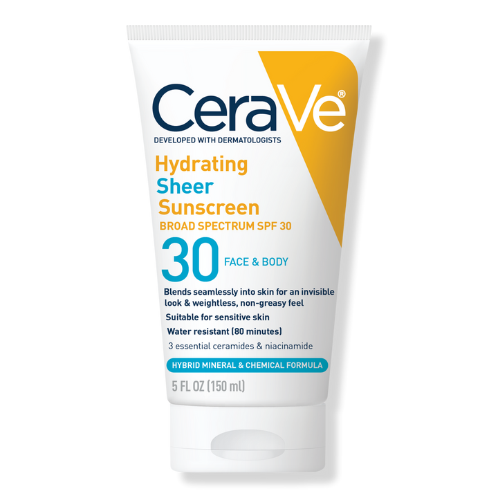 CeraVe Hydrating Sheer Sunscreen SPF 30 Face & Body Lotion