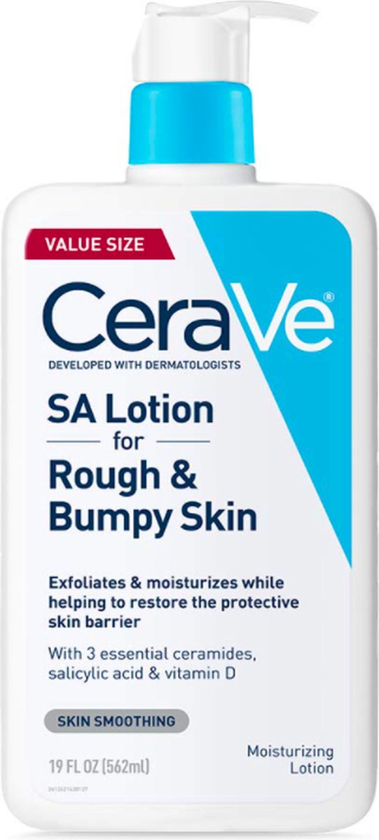 CeraVe - Lotion SA, Lotion corporelle à l'acide salicylique pour peaux rugueuses et bosselées - 562 ml