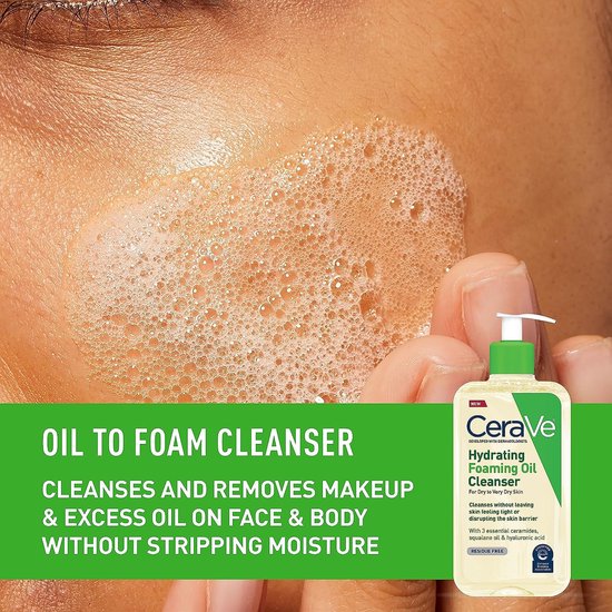 CeraVe Hydraterende Schuimende Oliereiniger - Voor droge tot zeer droge huid - 562 ml