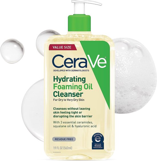CeraVe Hydraterende Schuimende Oliereiniger - Voor droge tot zeer droge huid - 562 ml