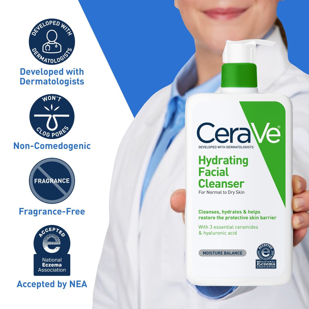 CeraVe - Hydrating Facial Cleanser voor Normale tot Droge Huid - Reinigingsmelk - Gezicht & Lichaam - 355 ml
