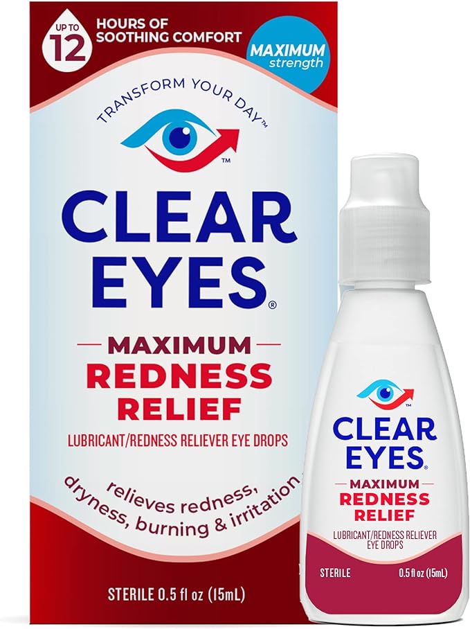 Clear Eyes - Maximale verlichting van roodheid - Oogdruppels die roodheid verlichten - 15 ml