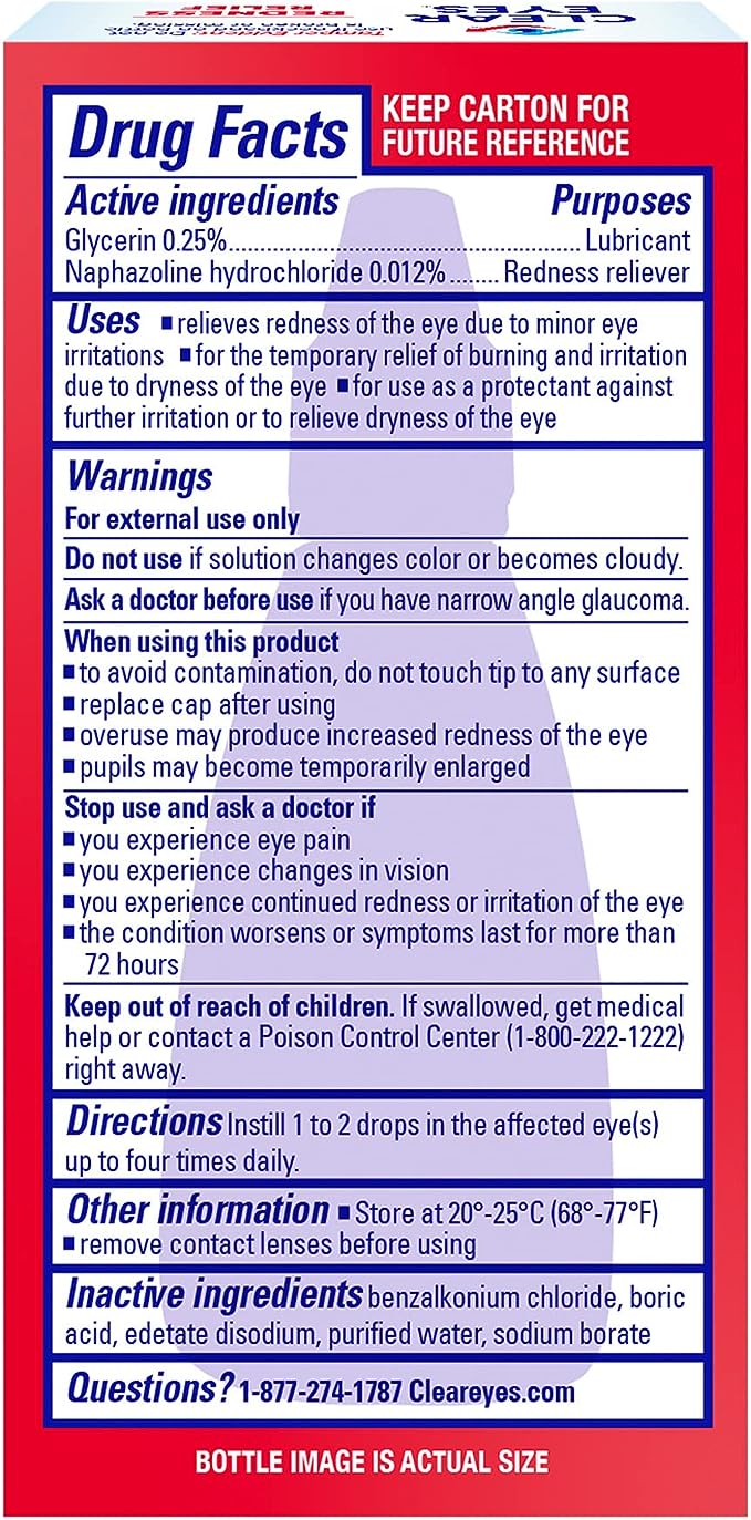 Clear Eyes - Redness Relief XL - Oogdruppels tegen rode ogen - Droge ogen - Brandende ogen en geïrriteerde ogen - 15 ml