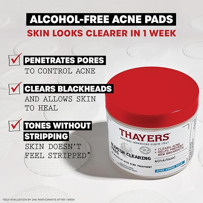Thayers Blemish Clearing Acne Pads, Salicylic Acid Acne Treatment