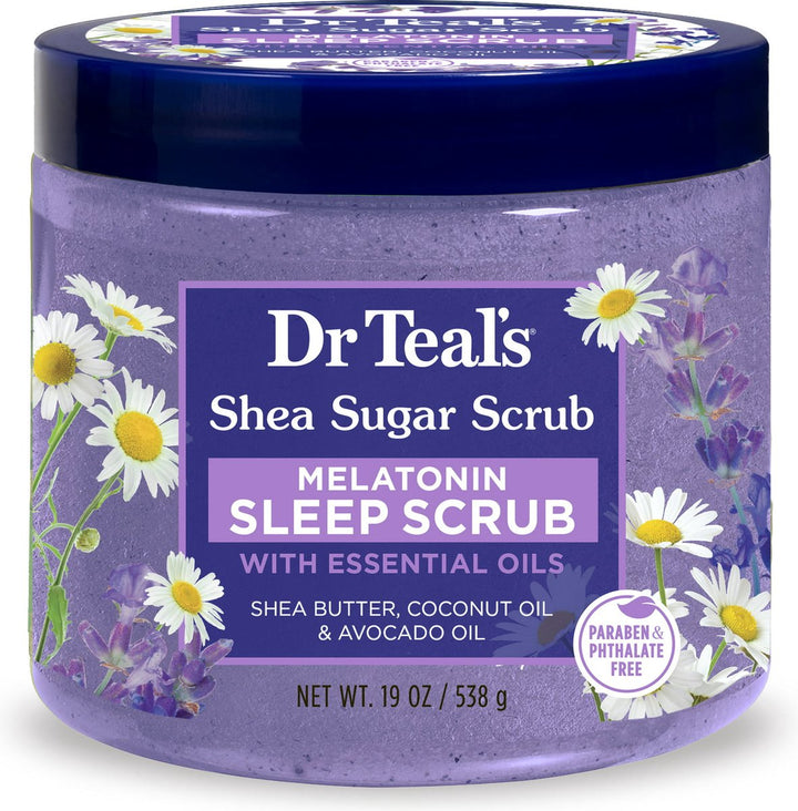 Dr Teal's - Shea Sugar Sleep Body Scrub - Melatonine met essentiële oliën - Lavendel en Kamille - 538g