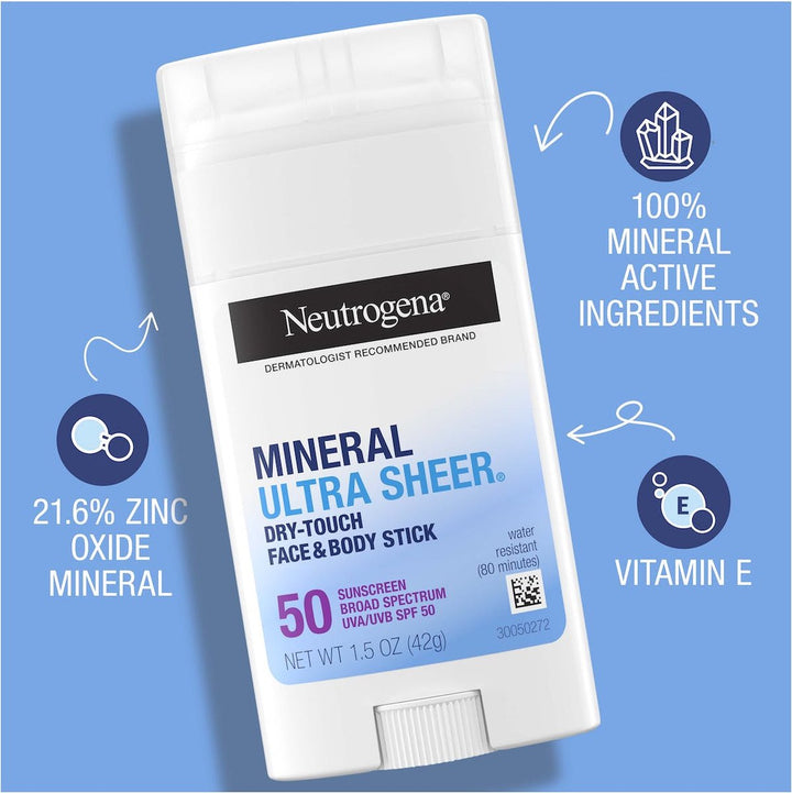 Neutrogena - Ultra Sheer Face & Body Mineral Sunscreen Stick  - 42g
