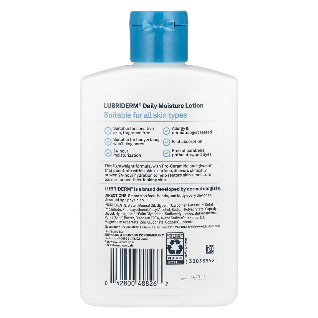 Lubriderm Daily Moisture Lotion - Alle huidtypen - Parfumvrij - 177 ml
