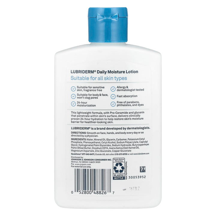 Lubriderm Daily Moisture Lotion - Alle huidtypen - Parfumvrij - 177 ml