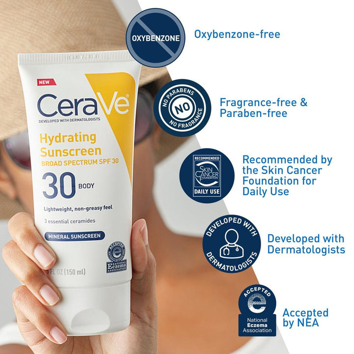 CeraVe - Hydrating Mineral Sunscreen Lotion for Body SPF 30 - 150ml