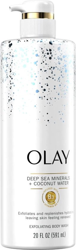 Olay Exfoliating & Hydrating Body Wash - Deep Sea Minerals, Coconut & Vitamin B3. All Skin Types - Hydraterende Douchegel met Diepzeemineralen - 530ml