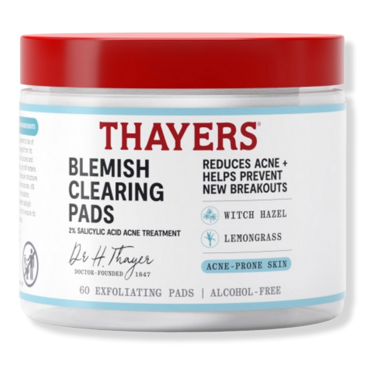 Tampons anti-acné Thayers, traitement contre l'acné à l'acide salicylique