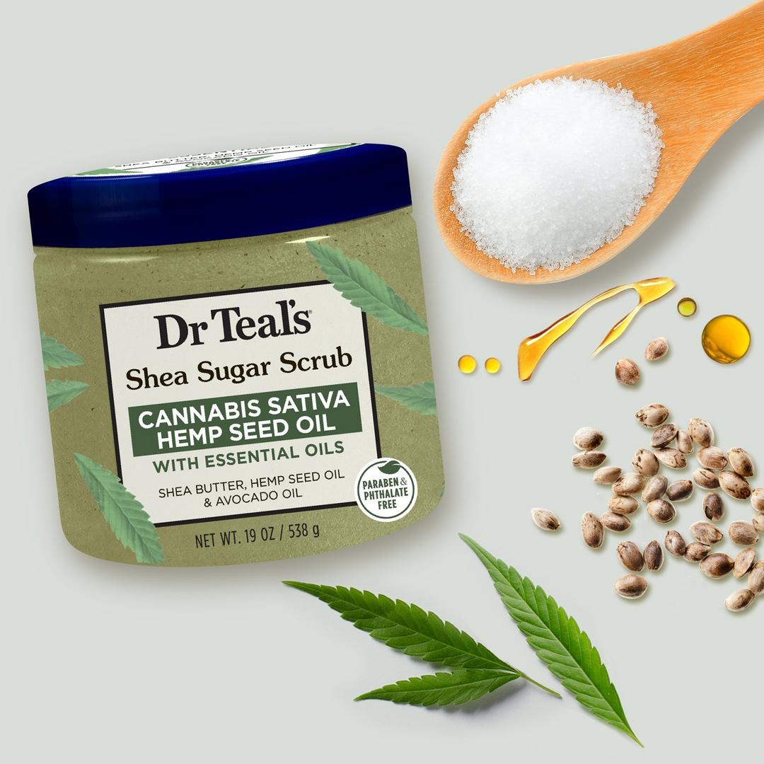 Dr Teal's Shea Sugar Scrub with Cannabis Sativa Hemp Seed Oil & Essential Oils