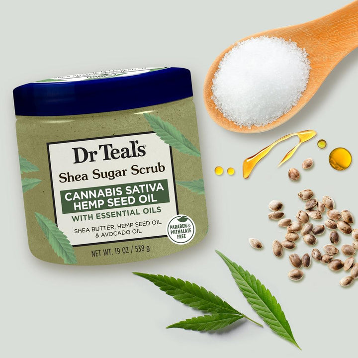 Dr Teal's Shea Sugar Scrub with Cannabis Sativa Hemp Seed Oil & Essential Oils