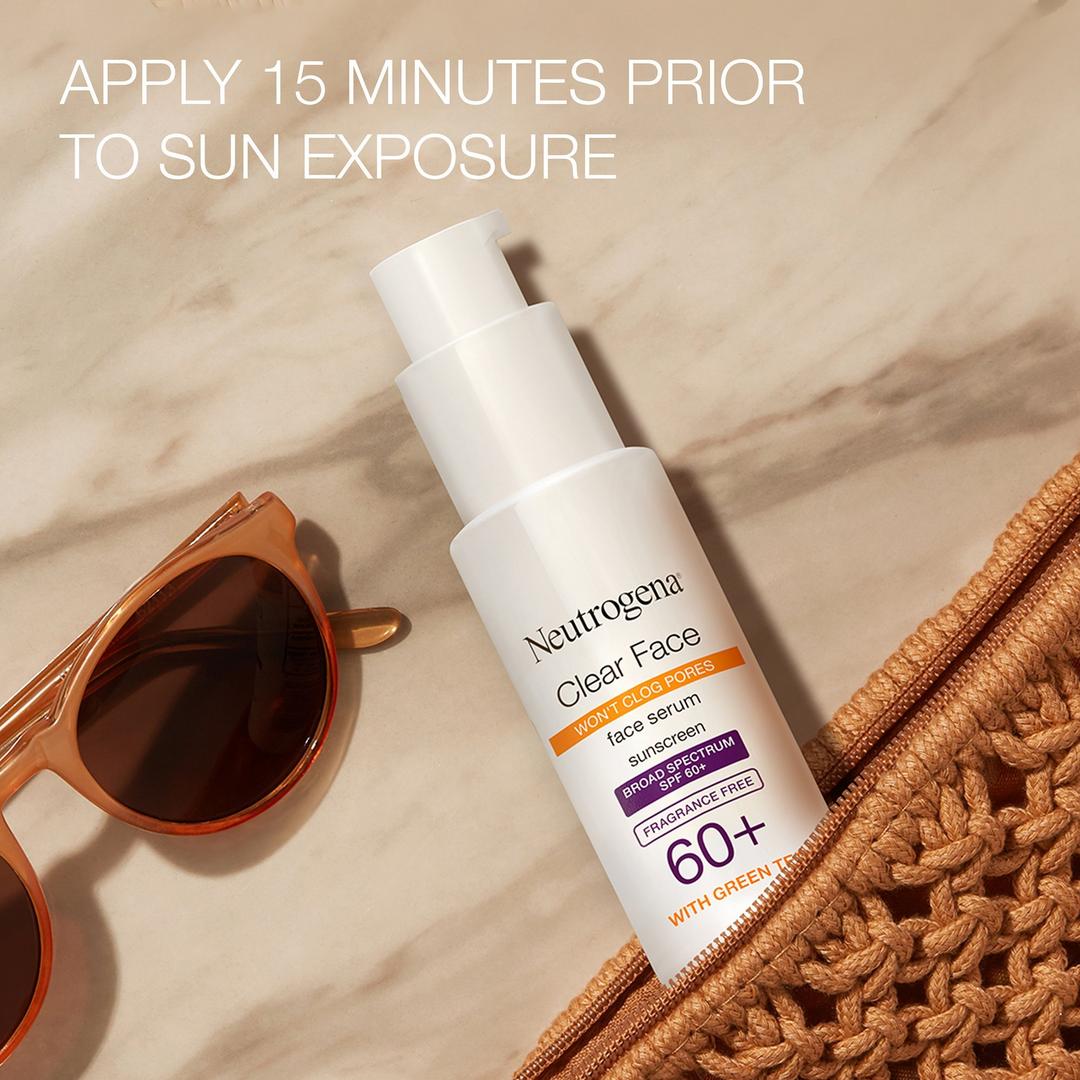 Neutrogena Clear Face Serum Sunscreen with Green Tea, SPF 60+