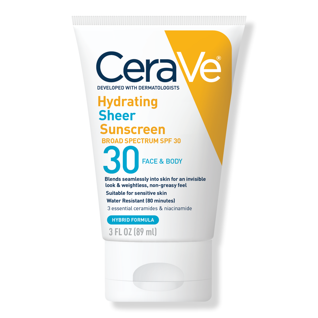 CeraVe - Hydraterende, transparante zonnebrandcrème voor gezicht en lichaam SPF 30 - 89 ml