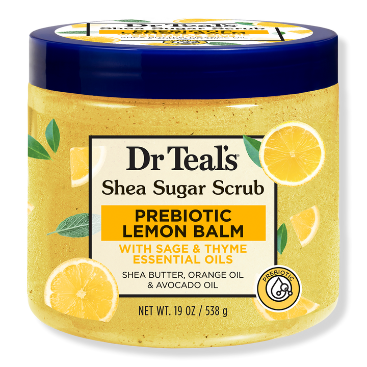 Dr Teal's Shea Sugar Body Scrub with Prebiotic Lemon Balm and Essential Oils