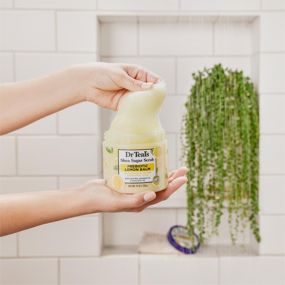 Dr Teal's Shea Sugar Body Scrub with Prebiotic Lemon Balm and Essential Oils