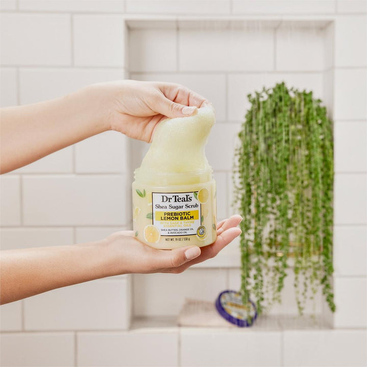 Dr Teal's Shea Sugar Body Scrub with Prebiotic Lemon Balm and Essential Oils