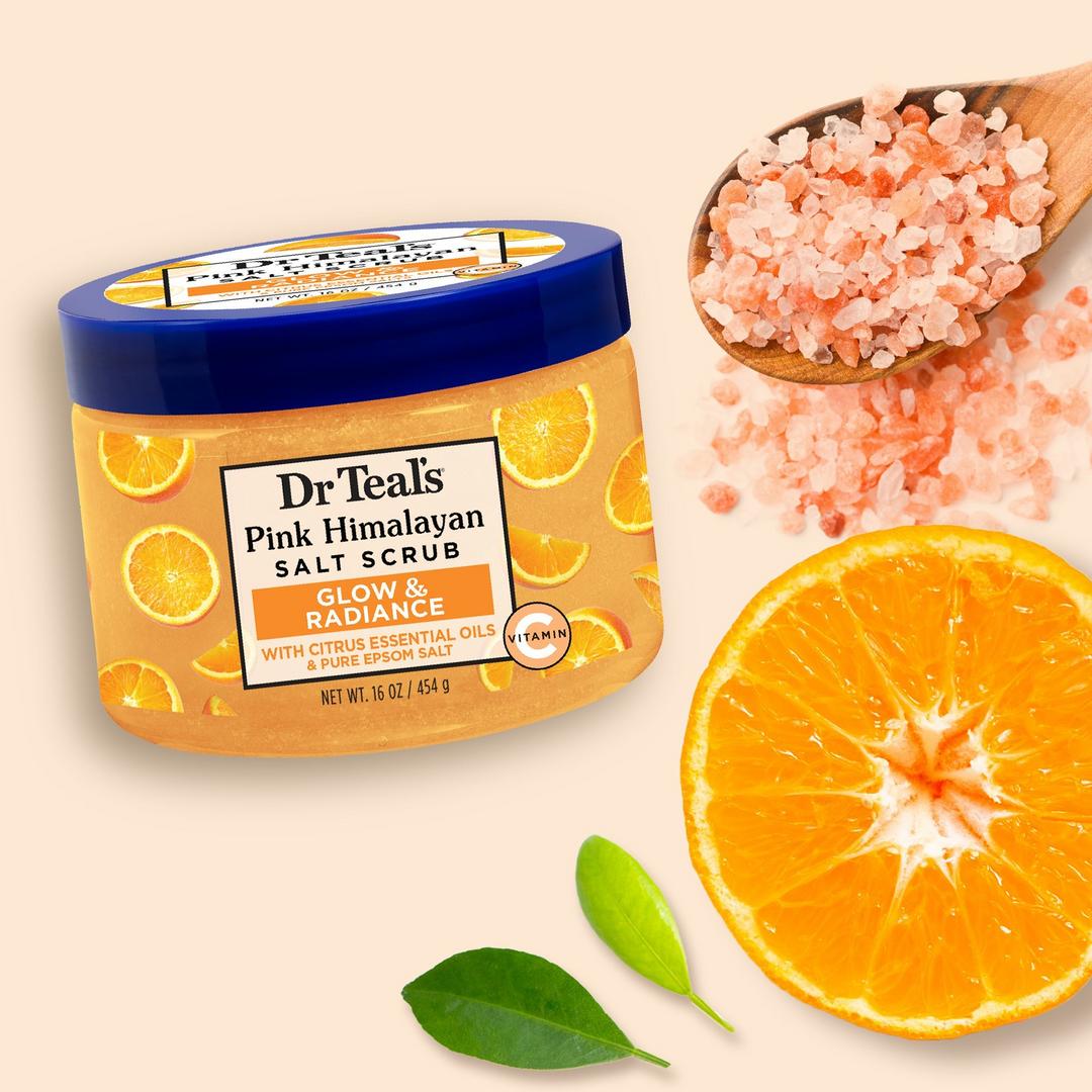 Dr Teal's Glow & Radiance Salt Scrub with Pure Epsom Salt & Citrus