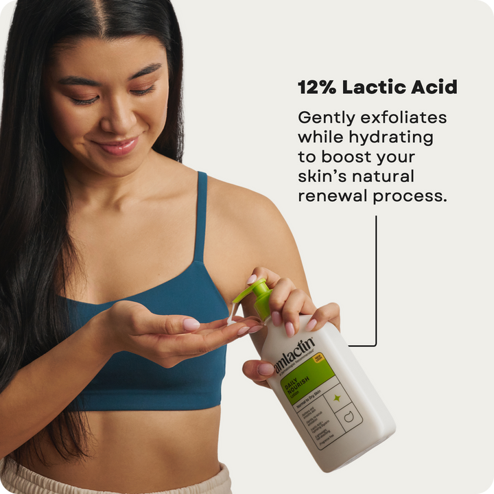 AmLactin - Dagelijkse hydraterende lotion voor de droge huid - 2-in-1 exfoliator met 12% melkzuur - 225g