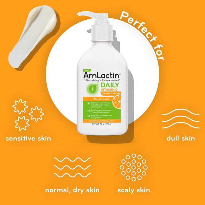 AmLactin Daily Vitamin C Lotion with 7% Lactic Acid AHA