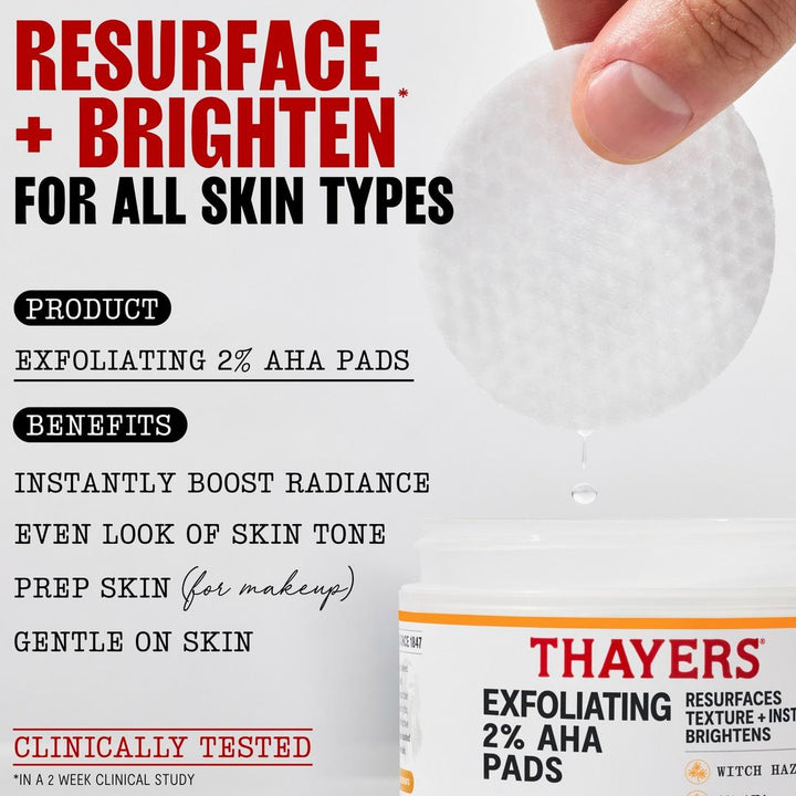 Thayers Exfoliating 2% AHA Toner Pads with Witch Hazel