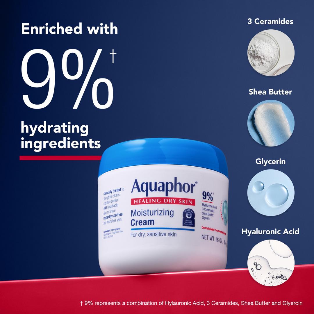 Aquaphor Moisturizing Face & Body Cream for Dry Sensitive Skin