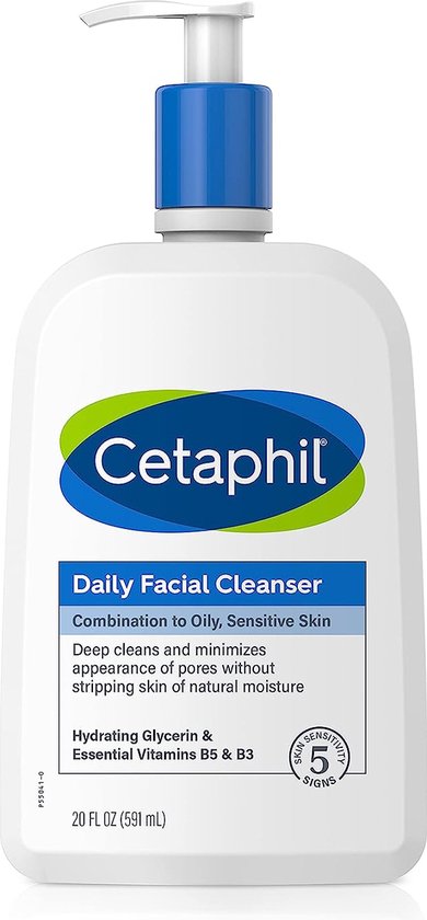 Cetaphil Face Wash, Daily Facial Cleanser for Sensitive, Combination to Oily Skin - 591ml