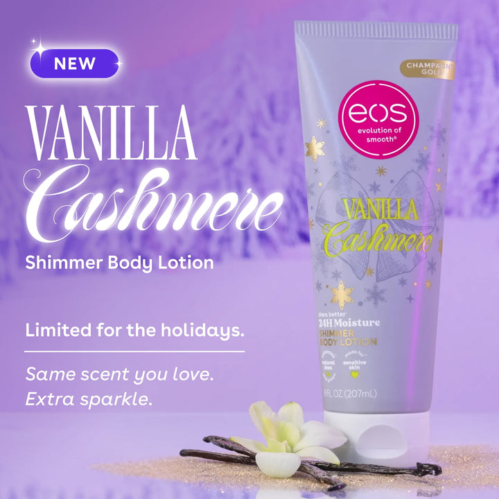 eos Shea Better Shimmer Body Lotion, Vanilla Cashmere, Shimmer Lotion, 8 fl oz