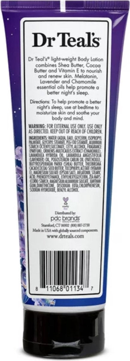 Dr Teal's Slaaplotion van Dr Teal's 240 ml - Slaaplotion met melatonine en essentiële oliën Bevordert een betere nachtrust (Sheaboter, Cacaoboter en Vitamine E