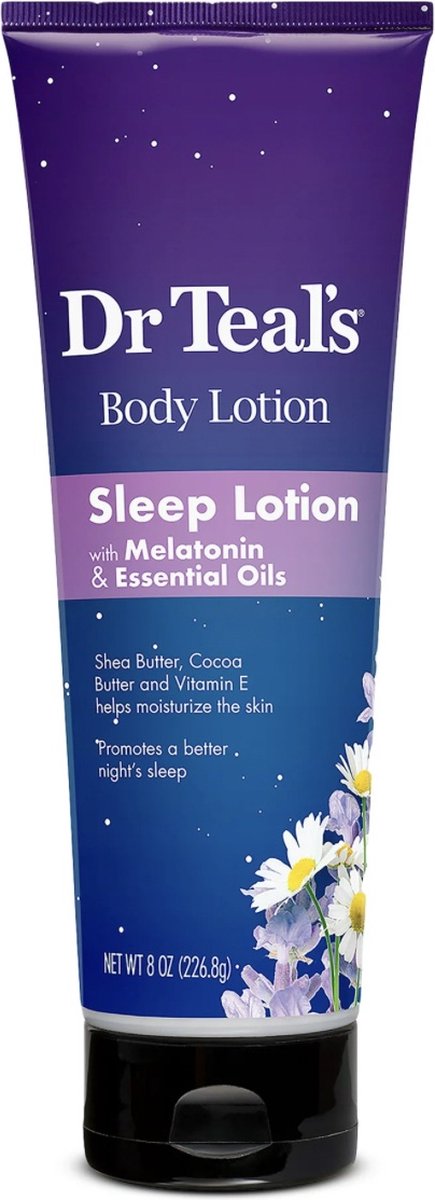 Dr Teal's Slaaplotion van Dr Teal's 240 ml - Slaaplotion met melatonine en essentiële oliën Bevordert een betere nachtrust (Sheaboter, Cacaoboter en Vitamine E