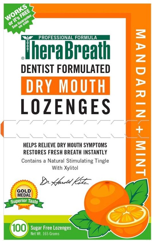 TheraBreath - Dry Mouth Lozenges with Zinc, Mandarin Mint, 100 Lozenges