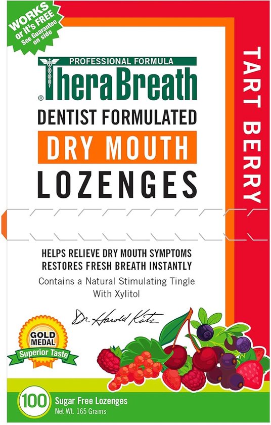 TheraBreath - Dry Mouth Lozenges with Zinc, Tart Berry Flavor, 100 Lozenges