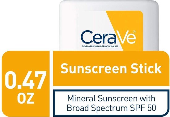 CeraVe - Mineral Sunscreen Stick SPF 50 - Hyaluronic Acid  - 100% Mineral Face Sunscreen Stick