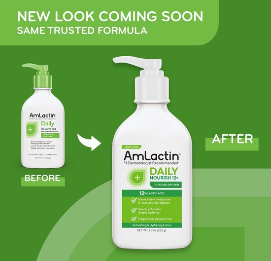 AmLactin Daily Moisturizing Lotion voor droge huid -pompfles - 2-in-1 exfoliator - bodylotion melkzuur - 2x225ml
