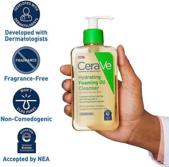 CeraVe Hydraterende Schuimende Oliereiniger - Voor droge tot zeer droge huid - 562 ml