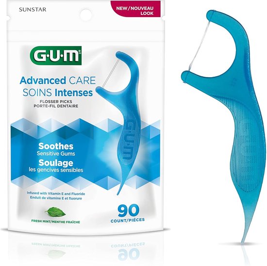 GUM - Advanced Care Flosser Picks - Geavanceerde Flosdraad Picks - 90 Stuks