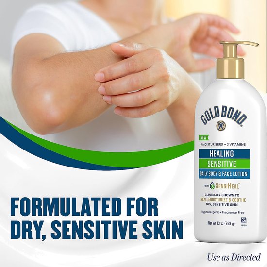 Gold Bond Healing Daily Lotion Sensitive dagelijkse lichaams- en gezichtsslotion voor de droge, gevoelige huid 368g 