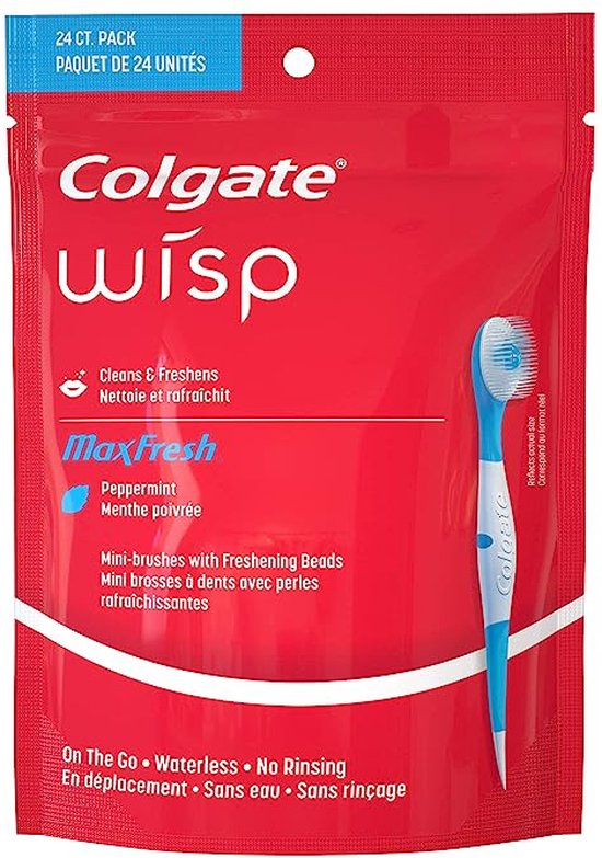 Colgate - Max Fresh Wisp Disposable Mini Travel Toothbrushes, Peppermint, 24 Count