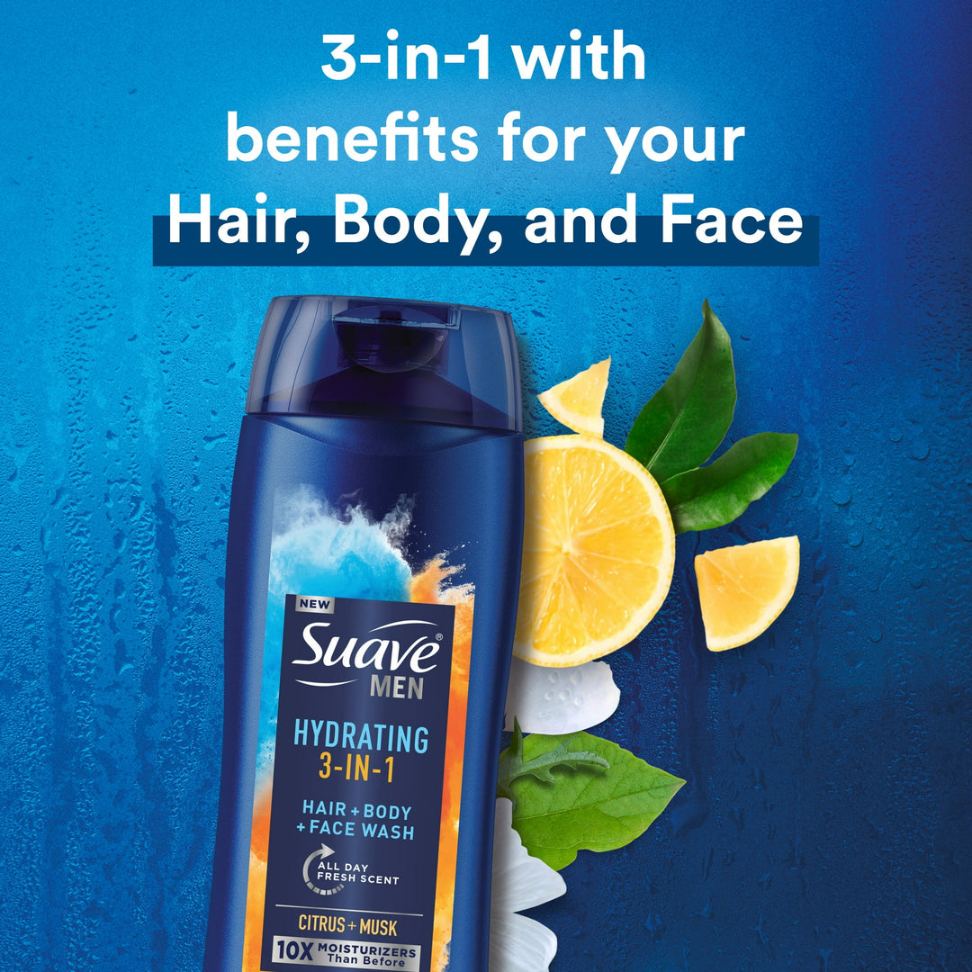 Suave - Hydrating 3-in-1 Hair + Body + Face Wash - 532ml