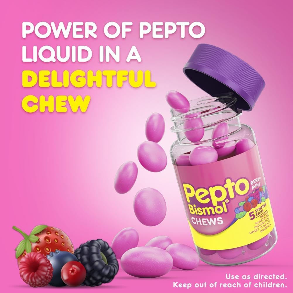 Pepto Bismol Chews Berry Mint Flavor