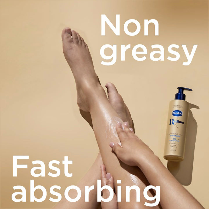 Vaseline Radiant X Even Tone voedende bodylotion met 1% niacinamide - kokosolie - vitamine C