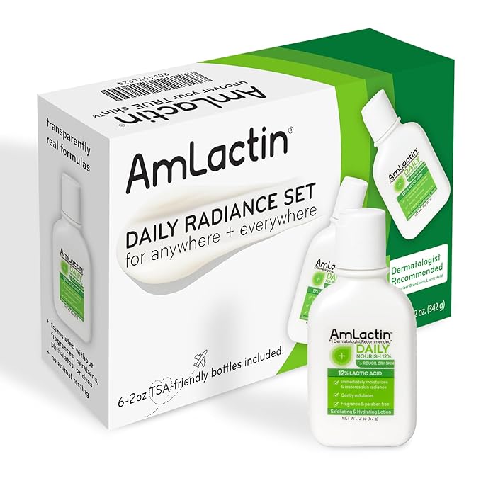 AmLactin - Daily Nourish Lotion with 12% Lactic Acid AHA - Travel Size - 6 x 57g