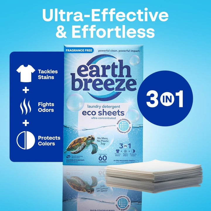 Earth Breeze Laundry Detergent Sheets Fragrance Free