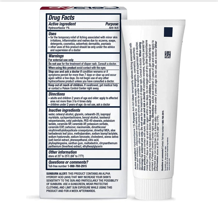 CeraVe Hydrocortison crème 1% - Eczeembehandeling en droge huid jeukverlichtende crème - 28g